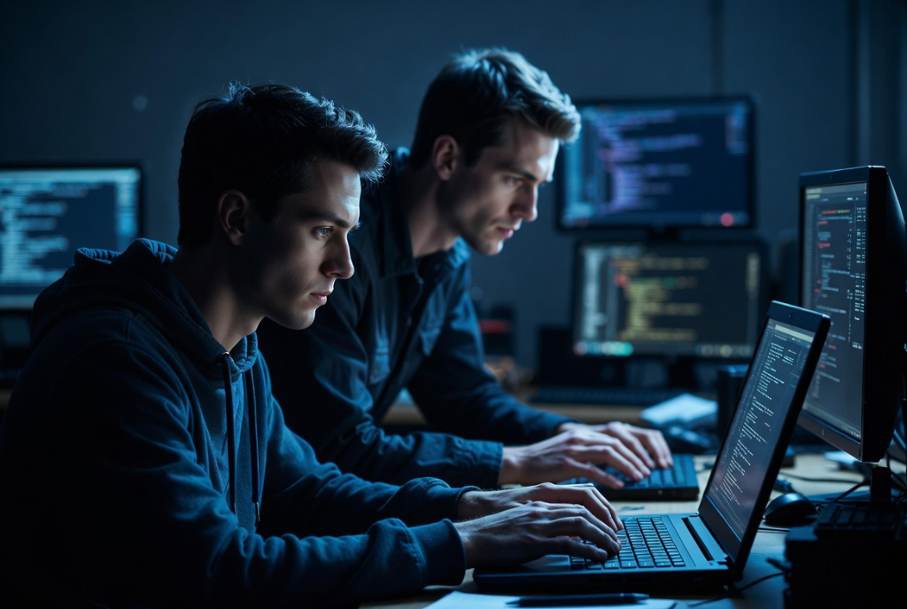 Cybersecurity professionals collaborating on security assessment